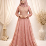 Elegant Embroidered Modest Gown with Hijab for Women